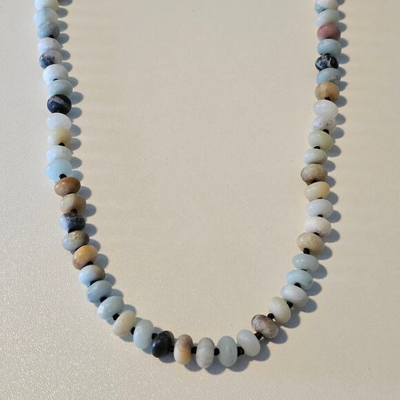 Amazonite Matte Rondelle Beaded Gemstone Necklace - Picture 5 of 5